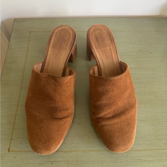 Madewell Shoes - Madewell Suede Mule Heels in Cognac Brown - Women's Slip-On Block Heel